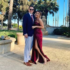 Wine colored satin bridesmaid’s dress - worn once.